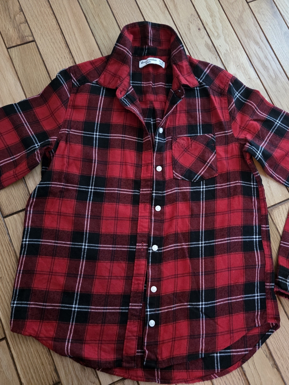 Abercrombie Kids - Red & Black Plaid Light Flannel- Button-Down Shirt